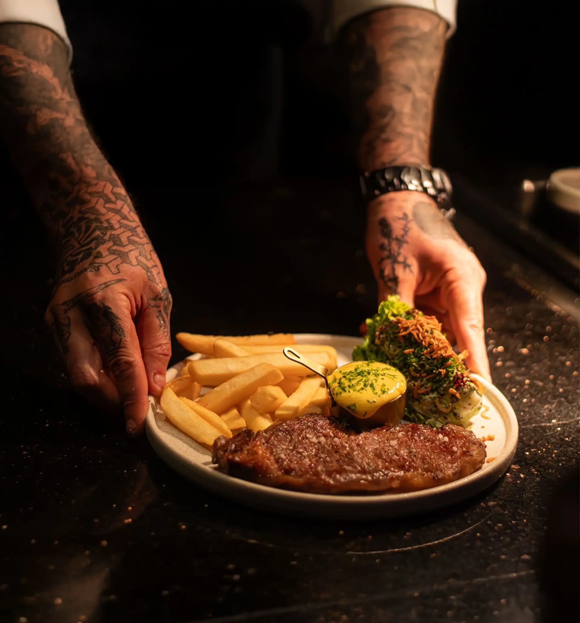 Signature Australian steak with fresh garden herbs