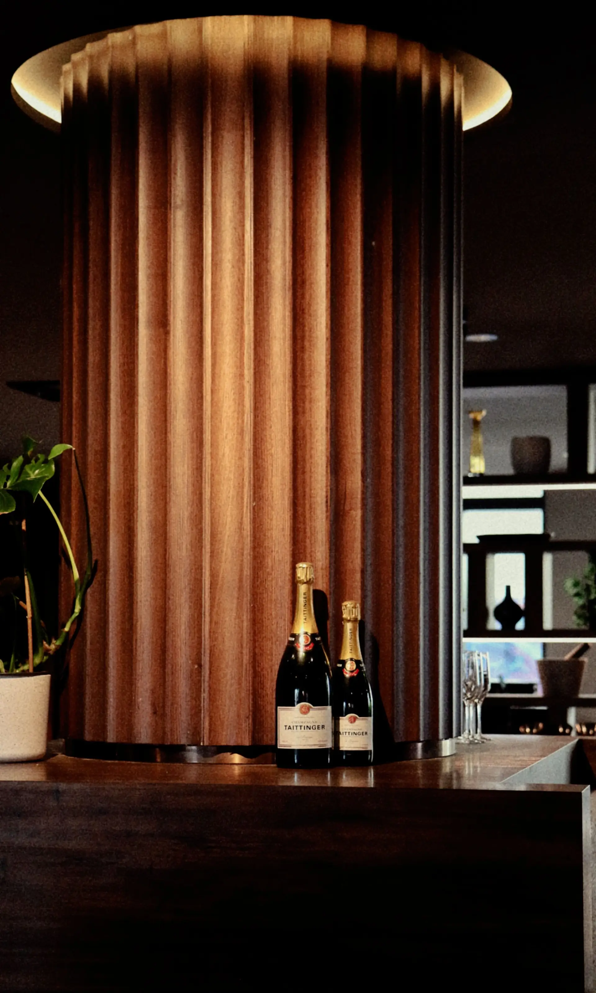 Sophisticated lounge with warm highlights