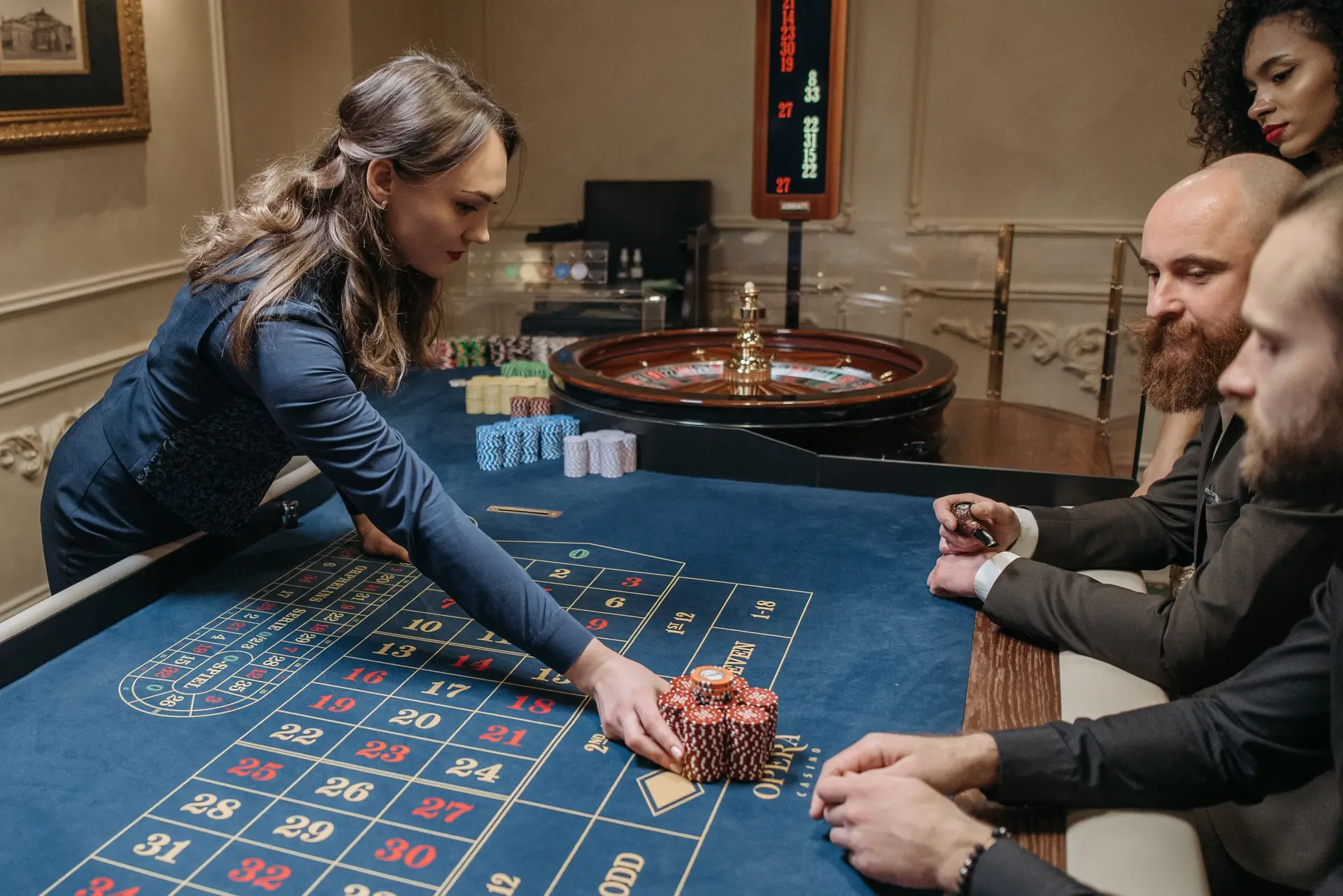 Casino dealer at work
